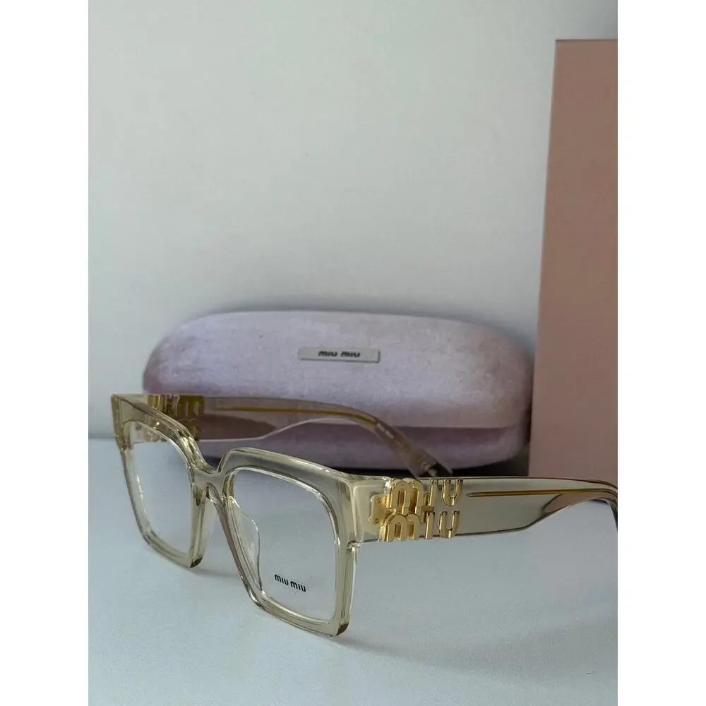 NEW Miu Miu MU04UV Oversized Square Eyeglasses in Sand